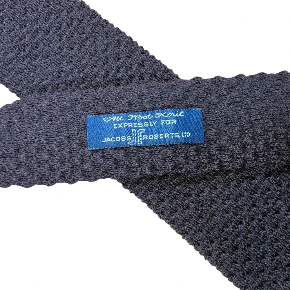 Jacobs Roberts Ltd All Wool Tie Brown Square Knit Sock Skinny Necktie 57 in
